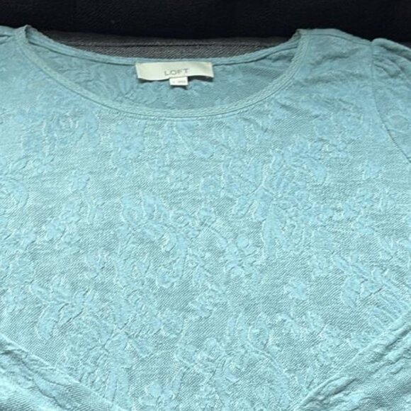 LOFT Blue Floral Lace Long Sleeve Top | Size M - Picture 2 of 6
